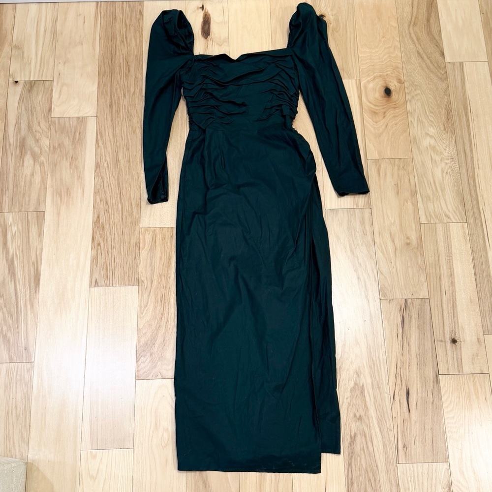 Reformation Dark Green Long Sleeve Midi Dress